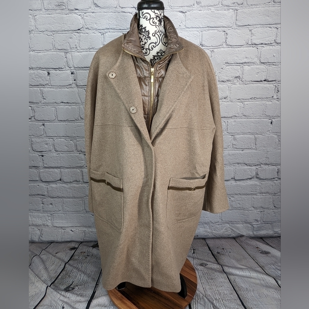 Ellen Tracy women's long sleeve snap front coat 22w zip in collar pockets clo1